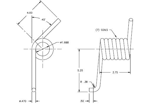 714498995 SPRING,TORSION, RH RAMP ASSIST