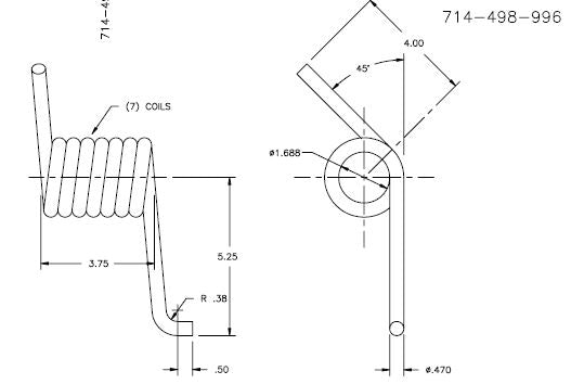 714498996 SPRING,TORSION, LH RAMP ASSIST